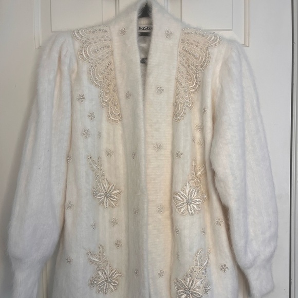 Rare Vintage Embellished Angora Blend Sweater Coat - Picture 5 of 15